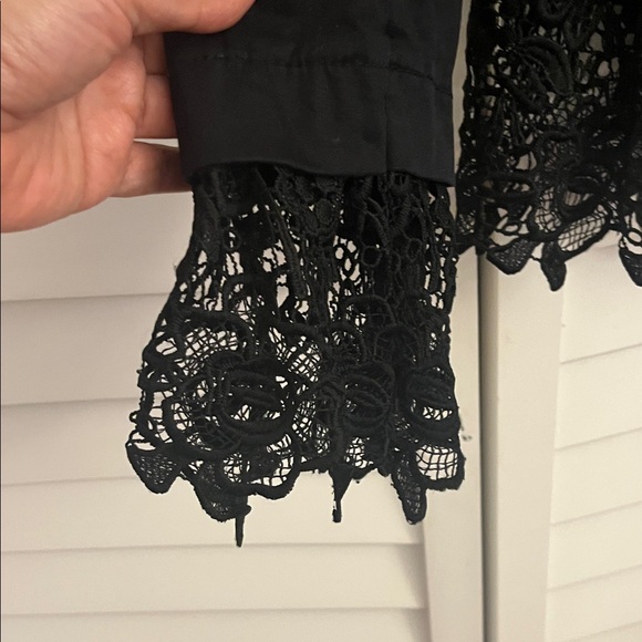 INC International Concepts Black Jacket with Lace Hem - Picture 4 of 4